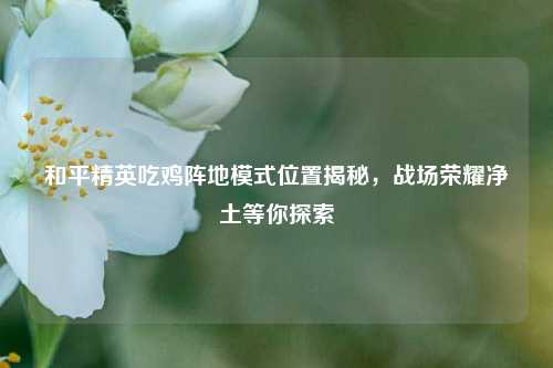 和平精英吃鸡阵地模式位置揭秘，战场荣耀净土等你探索